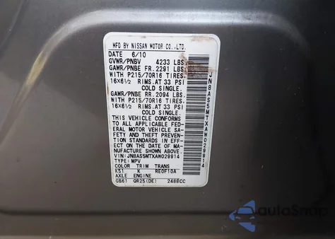 2010 Nissan Rogue S z USA, uszkodzony, nr VIN JN8AS5MTXAW029914